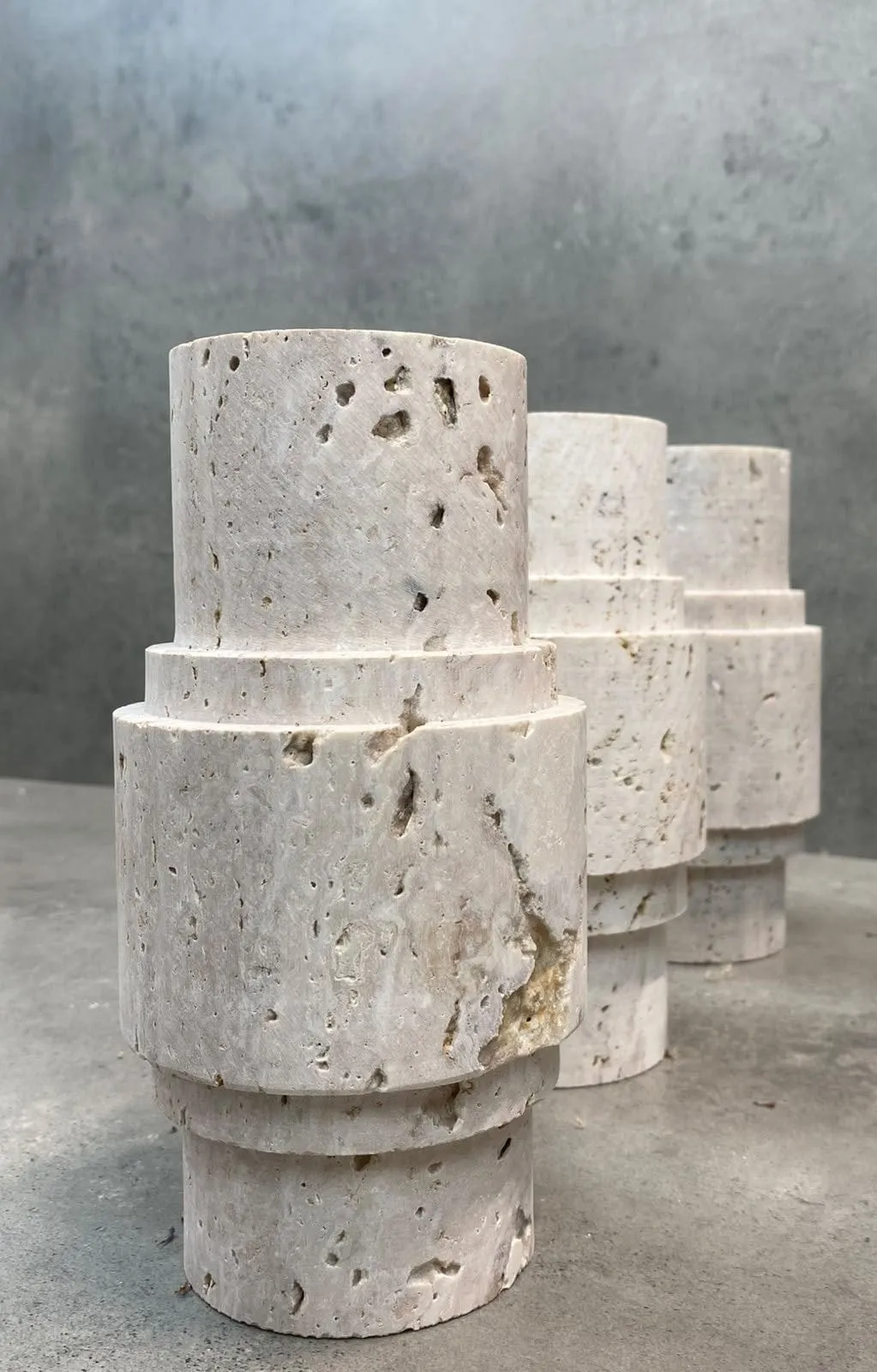 Travertin Vase "Monolith" Naturstein, Deko, Japandi – Ansicht 1